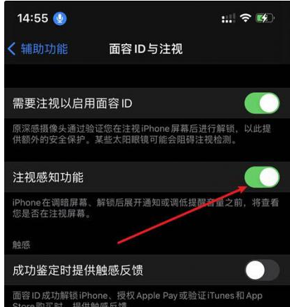 陆丰苹果14维修网点分享iPhone14注视感知功能有什么用 